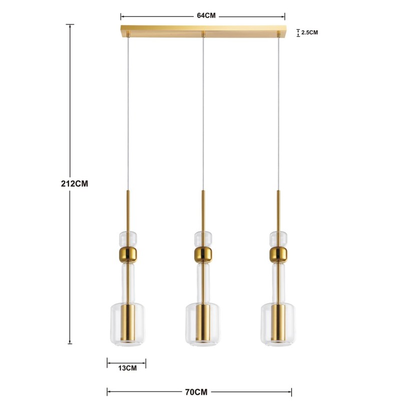 Suspension en verre et acier doré - Candy Bar - Kare Design