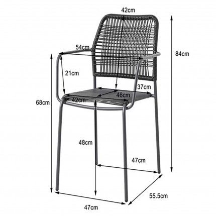 Tuinstoel met armleuningen Madagascar antraciet Kare Design