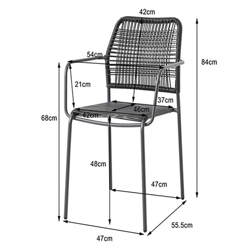 Outdoor chair with armrests Madagascar black Kare Design