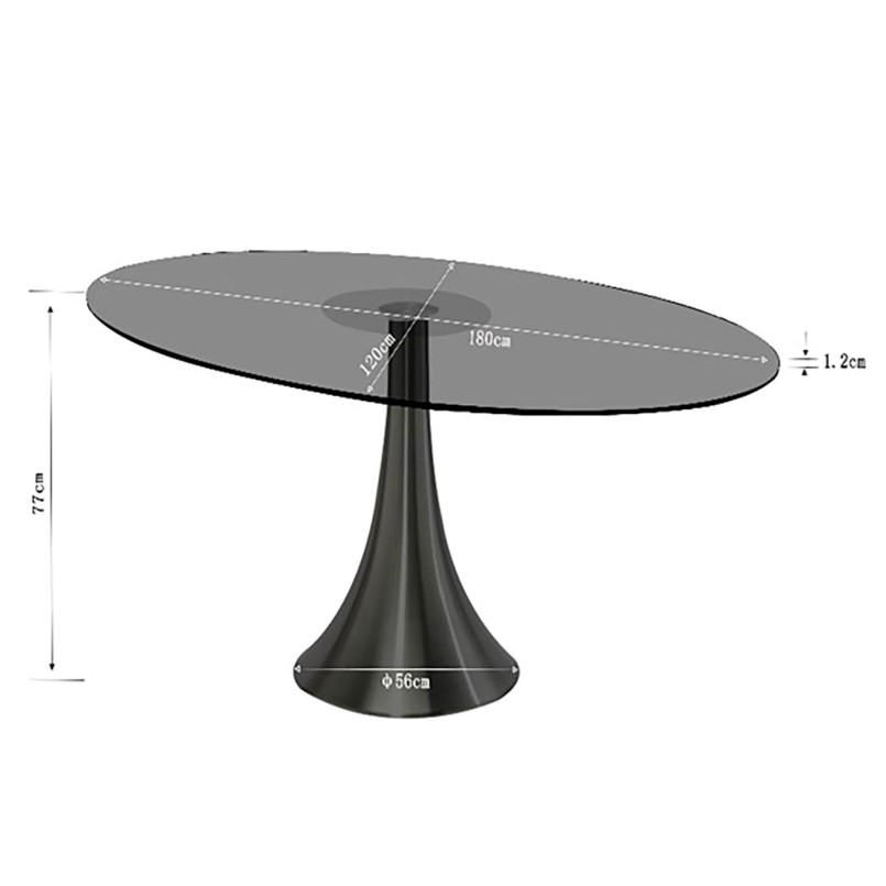 Table à manger ovale en verre fumé - Grande Possibilita - Kare Design