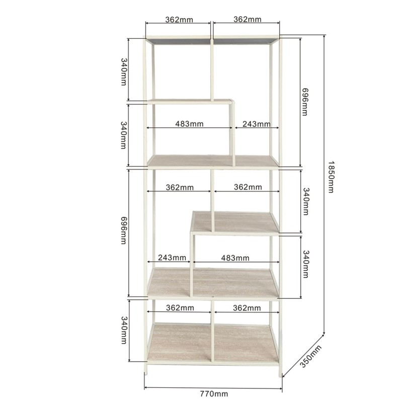 Étagère six niveaux en bois et acier beige - Loftie - Kare Design