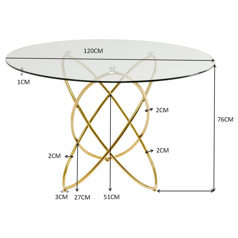 Table en verre et acier doré - Molekular - Kare Design