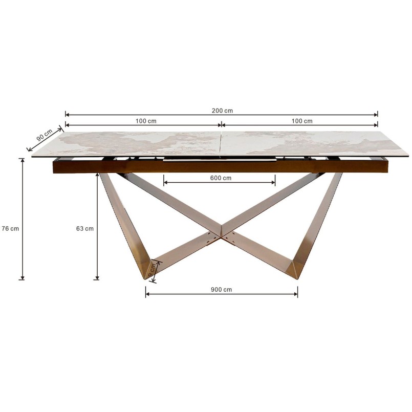 Table à rallonge en grès et acier doré - Connesso - Kare Design