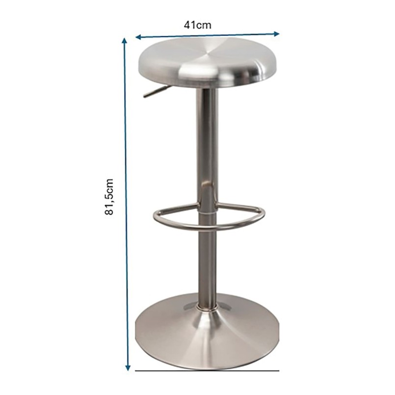 Verstelbare zilverstalen barkruk - Kalea - Kare Design