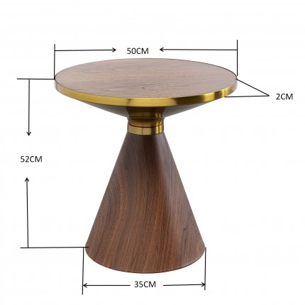 Bijzettafel Cono Ø50cm walnoot Kare Design