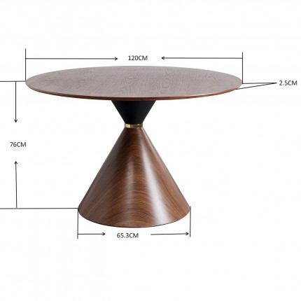 Eettafel Cono Ø120cm walnoot Kare Design