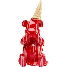 Figurine décorative Sitting Gelato Bear rouge 37cm