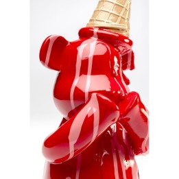 Figurine décorative Sitting Gelato Bear rouge 37cm