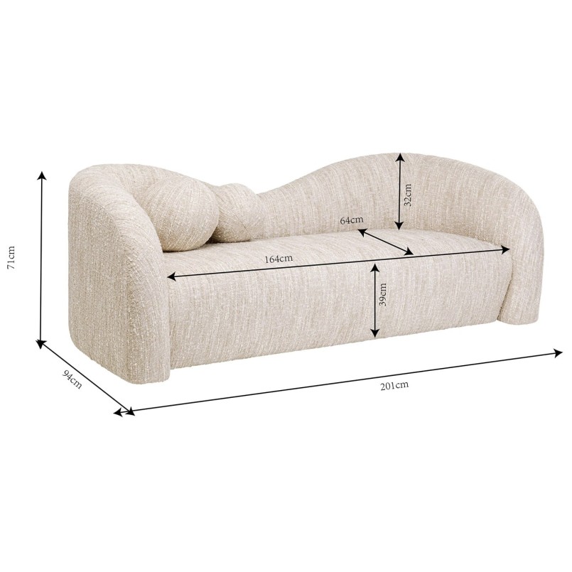 Canapé 2 places en tissu tressé crème et beige - Livia - Kare Design