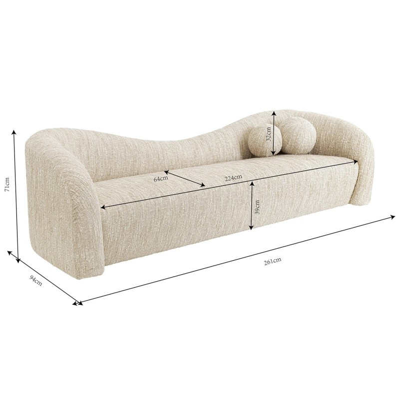 Canapé 3 places en tissu tressé crème et beige - Livia - Kare Design