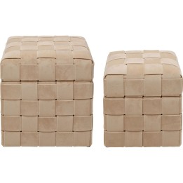 Tabouret coffre Weave beige (2/Set)