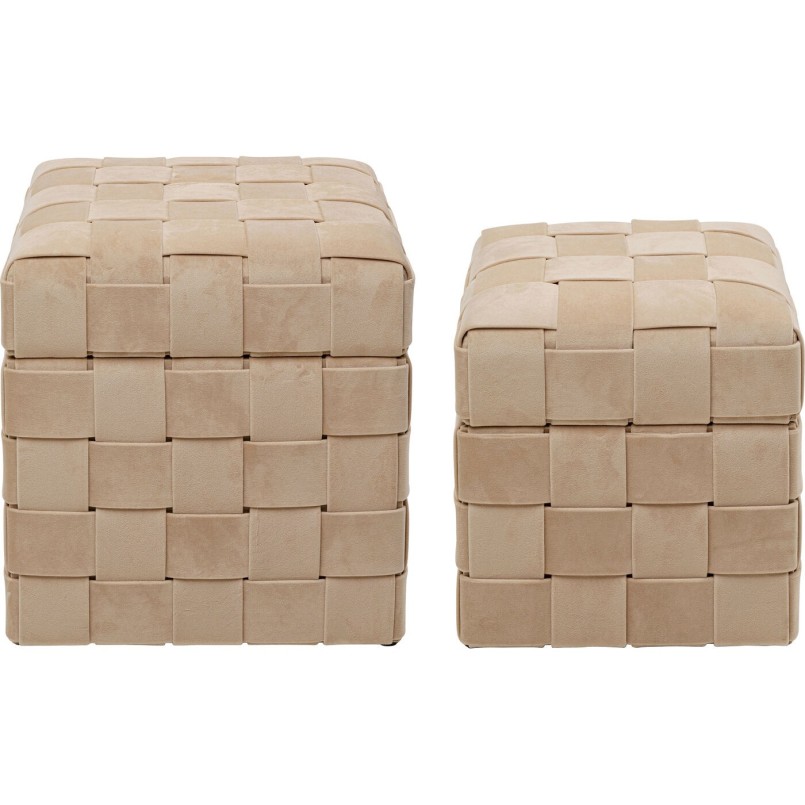 Tabouret coffre Weave beige (2/Set)