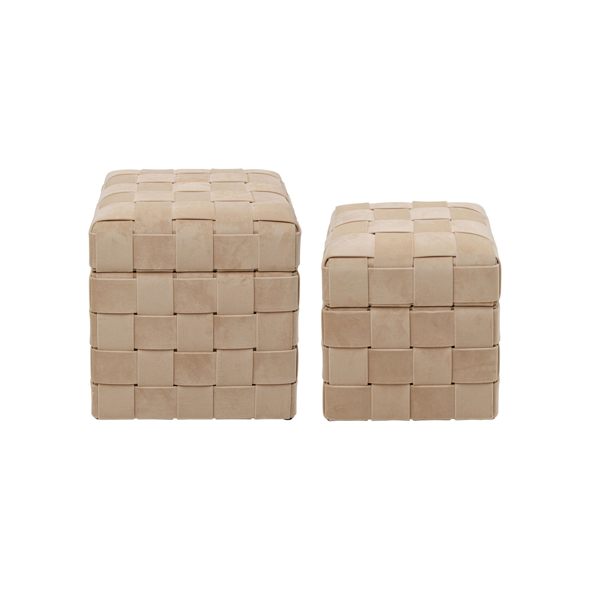 Tabouret coffre Weave beige (2/Set)