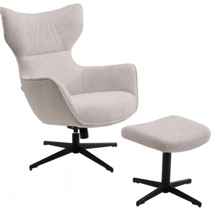 Swivel Armchair with Stool Jules beige Kare Design