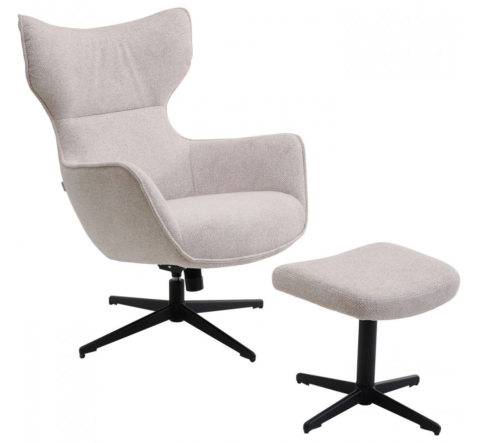 Fauteuil pivotant et repose-pieds Jules beige Kare Design