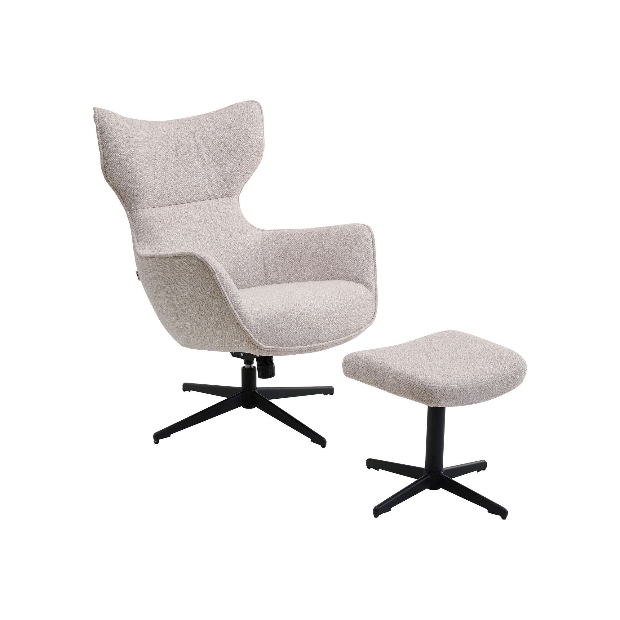 Fauteuil pivotant + repose-pieds Jules Beige