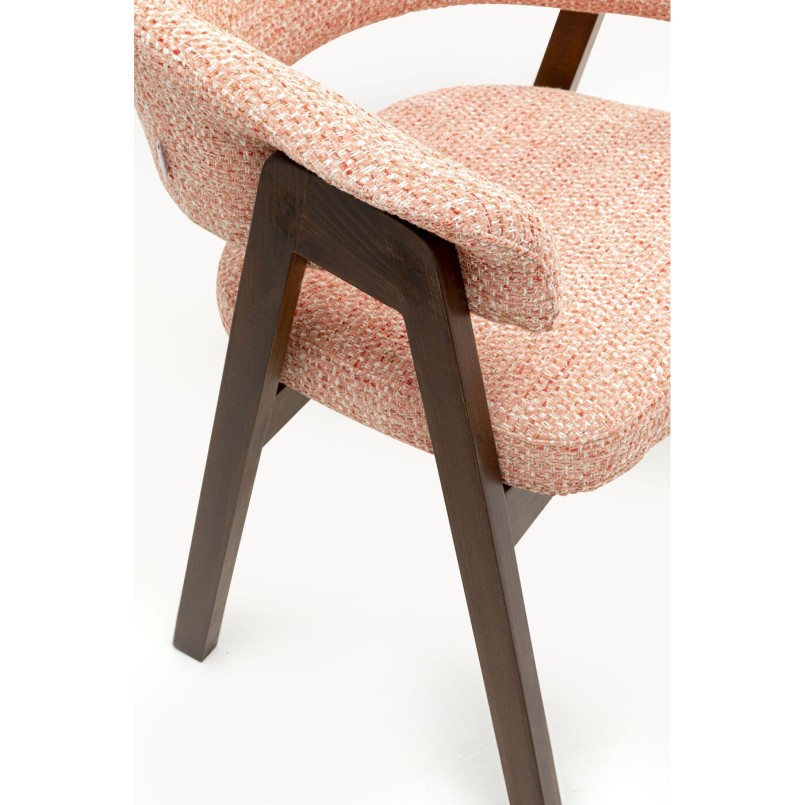 Chaise tissu tressé corail et chêne - Jonte - Kare Design