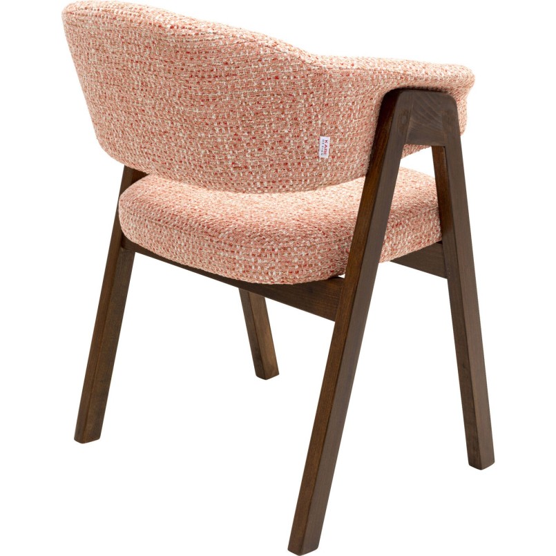 Chaise tissu tressé corail et chêne - Jonte - Kare Design