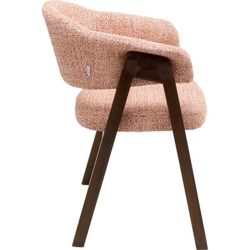 Chaise tissu tressé corail et chêne - Jonte - Kare Design