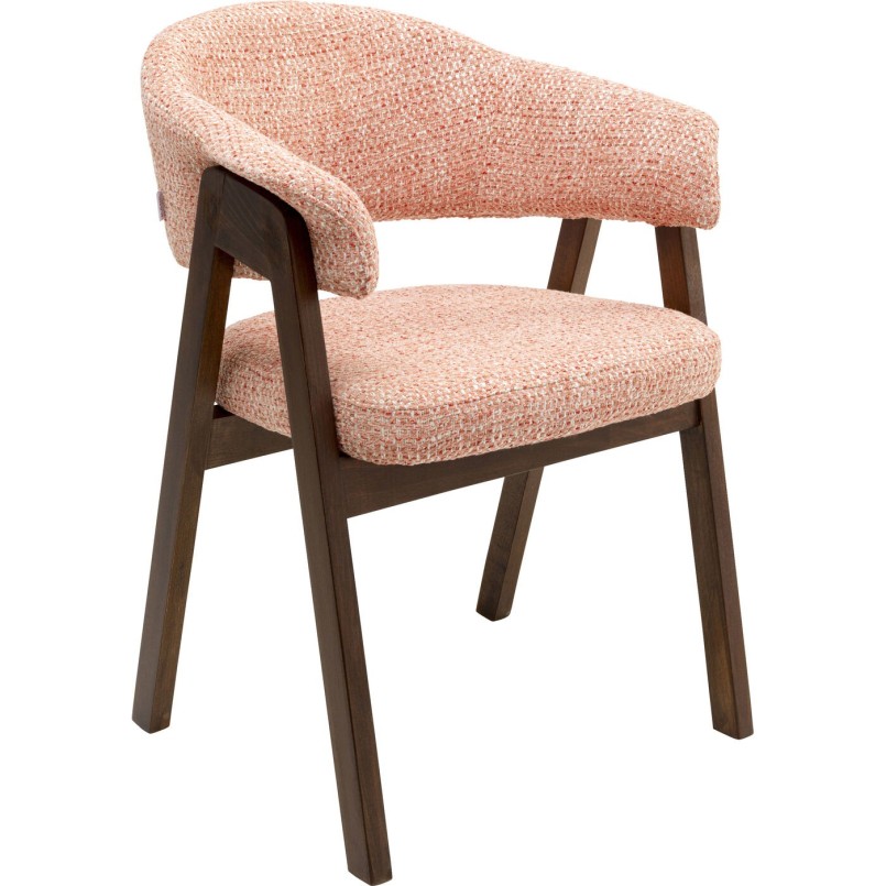 Chaise tissu tressé corail et chêne - Jonte - Kare Design