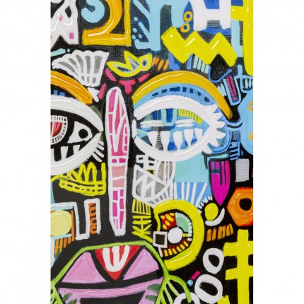 Tableau visage graffiti 80x80cm Kare Design