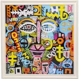 Tableau encadré Doodle Face 80x80cm