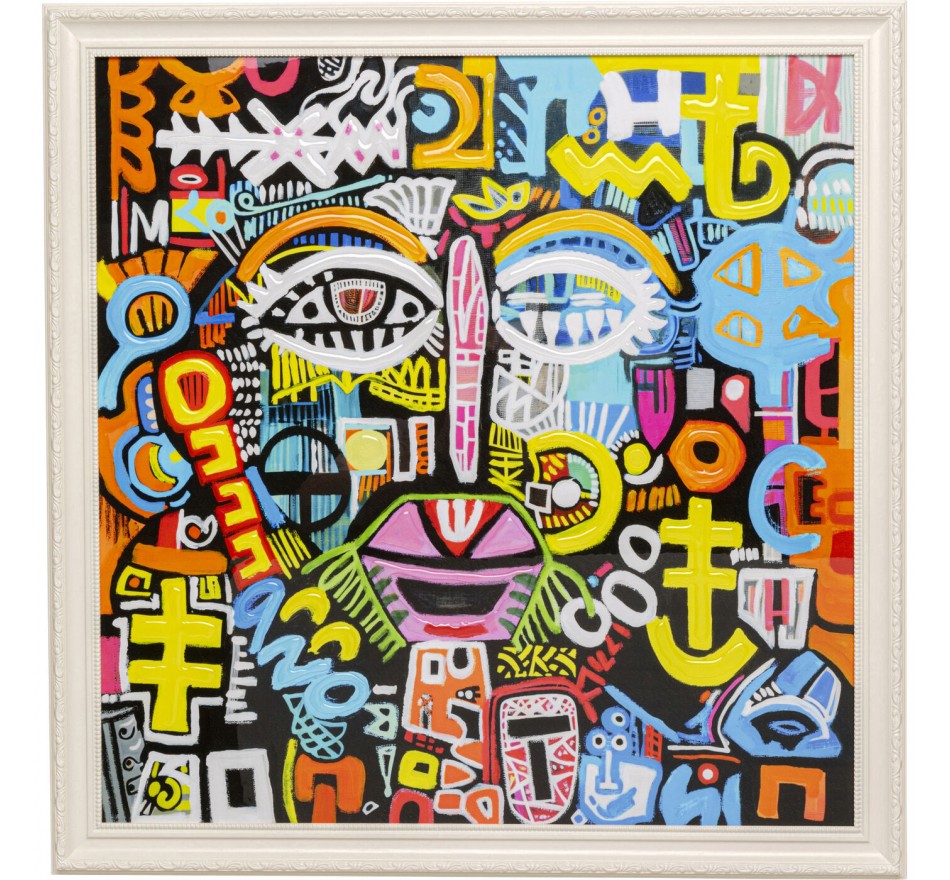 Tableau visage graffiti 80x80cm Kare Design
