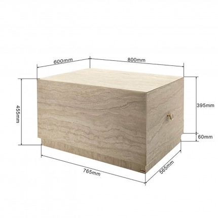 Salontafel met lades Travertino 80x60cm Kare Design