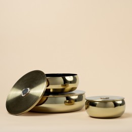 Boîte en acier doré et pierre d'agate - Shine - Kare Design
