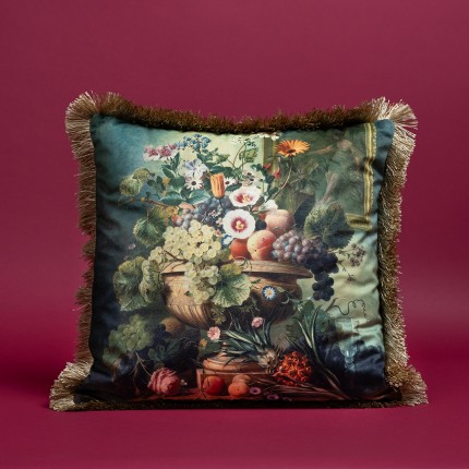 Coussin à franges bouquet romantique Kare Design