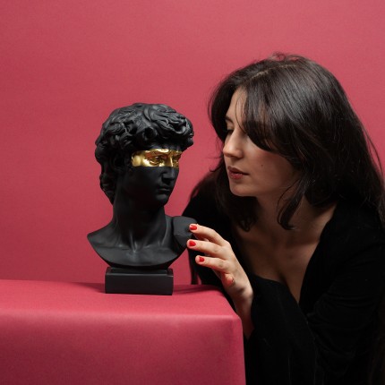 Déco buste homme noir profil masque doré Kare Design