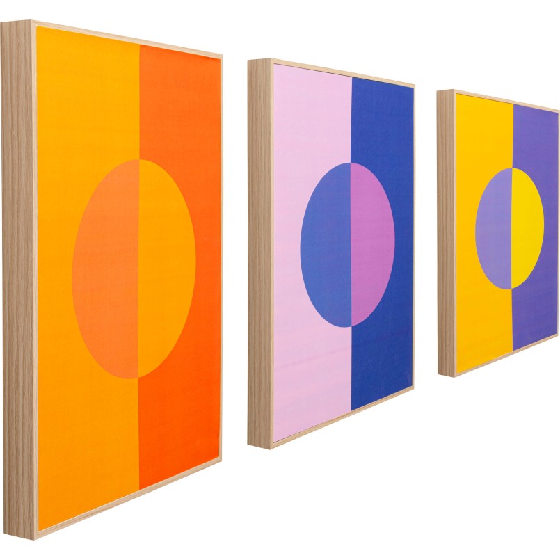 Tableaux encadrés oranges, violets et jaunes - Moonphase - Kare Design