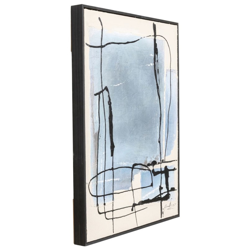 Toile abstraite beige, bleue et noire - Dust - Kare Design