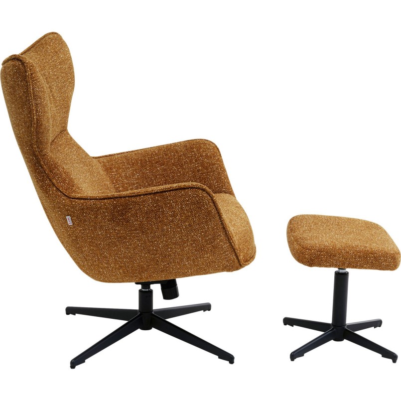 Fauteuil pivotant + repose-pieds Jules jaune
