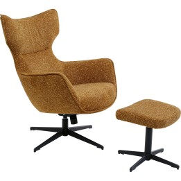 Fauteuil pivotant + repose-pieds Jules jaune