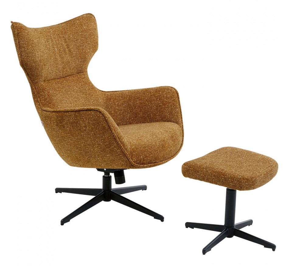 Draaifauteuil en Voetsteun Jules bruin Kare Design