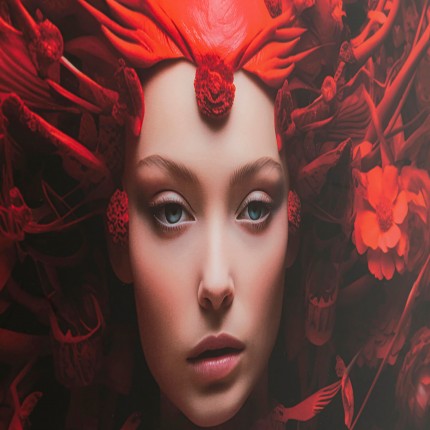 Glass Picture red muse 120x120cm Kare Design