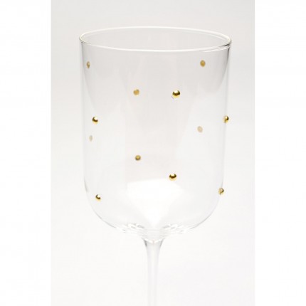 Verres à vin Glam Dots dorés set de 4 Kare Design