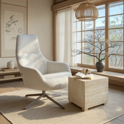 Bijzettafel met lade Travertino Kare Design