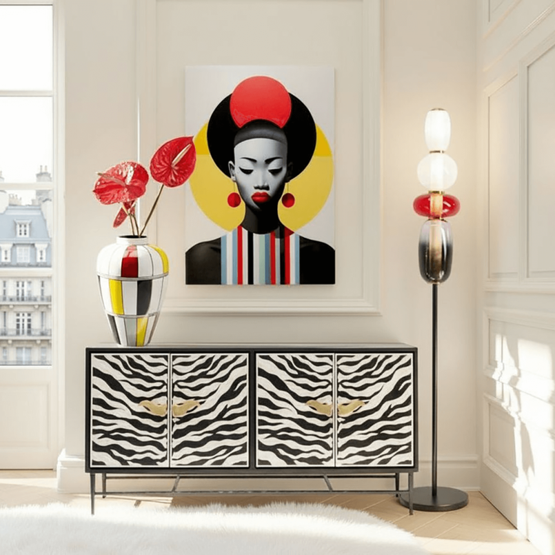 Tableau en verre femme rétro rouge - Kare Design
