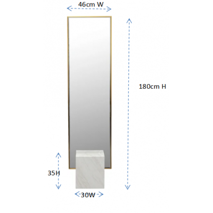 Staande Spiegel Hulda 180x46cm goud en wit Kare Design