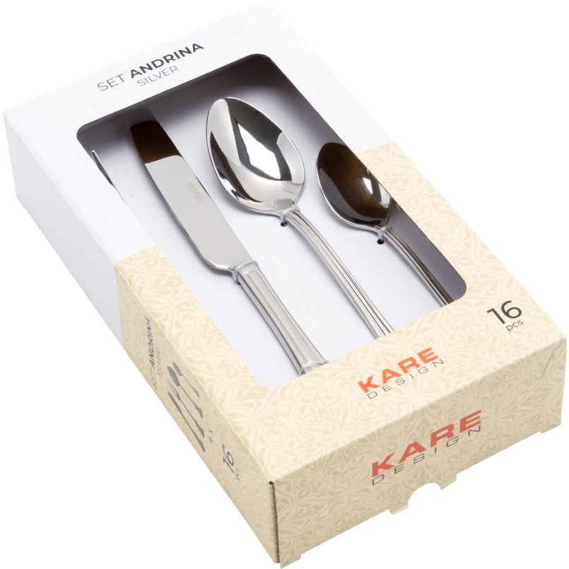 Bestek Andrina zilver (16-part) Kare Design