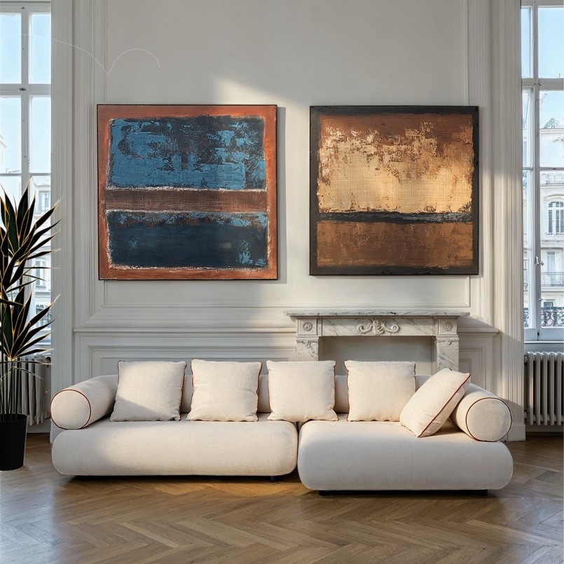 Tableau abstrait marron et noir - Silence - Kare Design