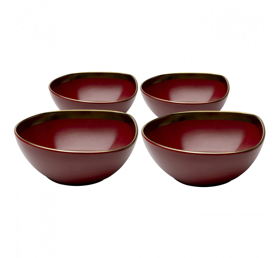 Kommen Vibrations Ø19cm rood (4/set) Kare Design