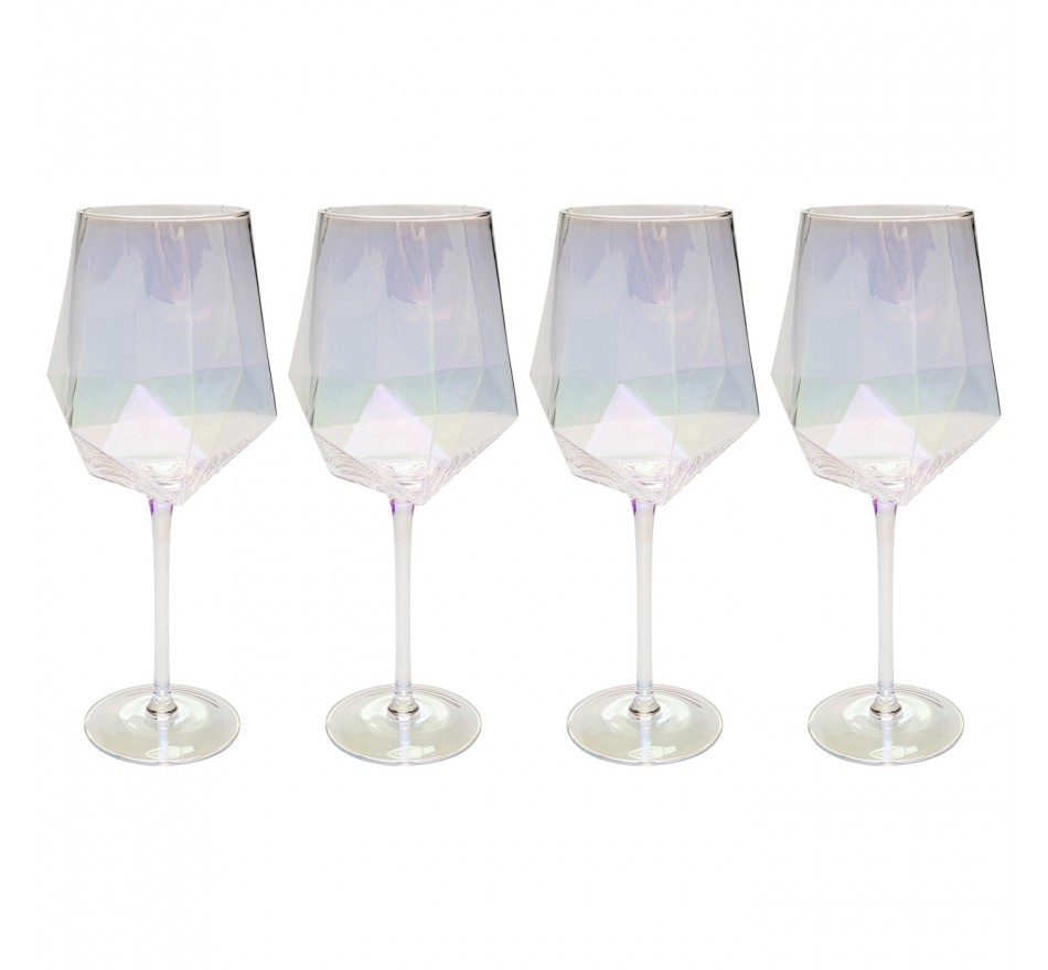 Wijnglazen Rode Diamond (4/set) Kare Design