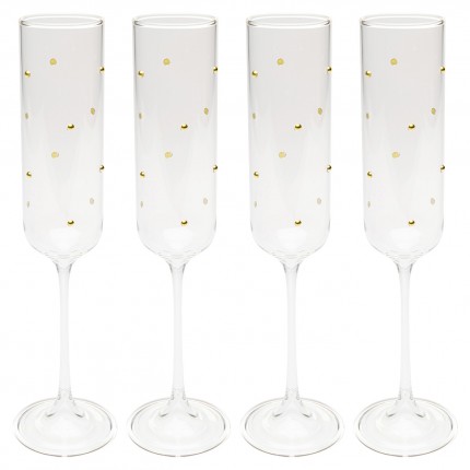 Champagne Glass Glam Dots gold (4/set) Kare Design