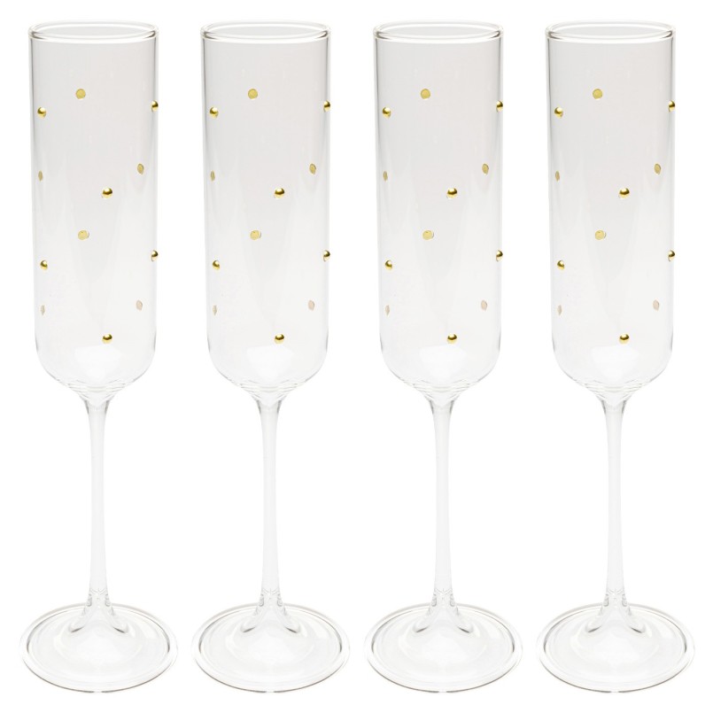 Flûtes à champagne à pois dorés en relief - Glam Dots - Kare Design