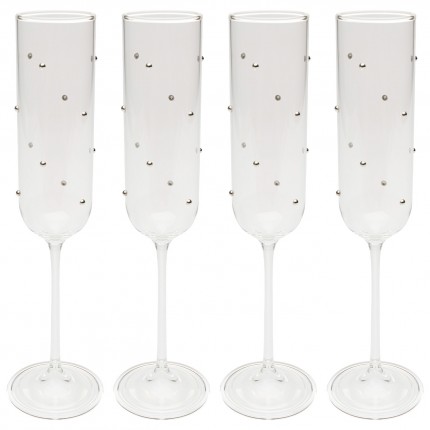 Champagneglazen Glam Dots zilver (4/set) Kare Design
