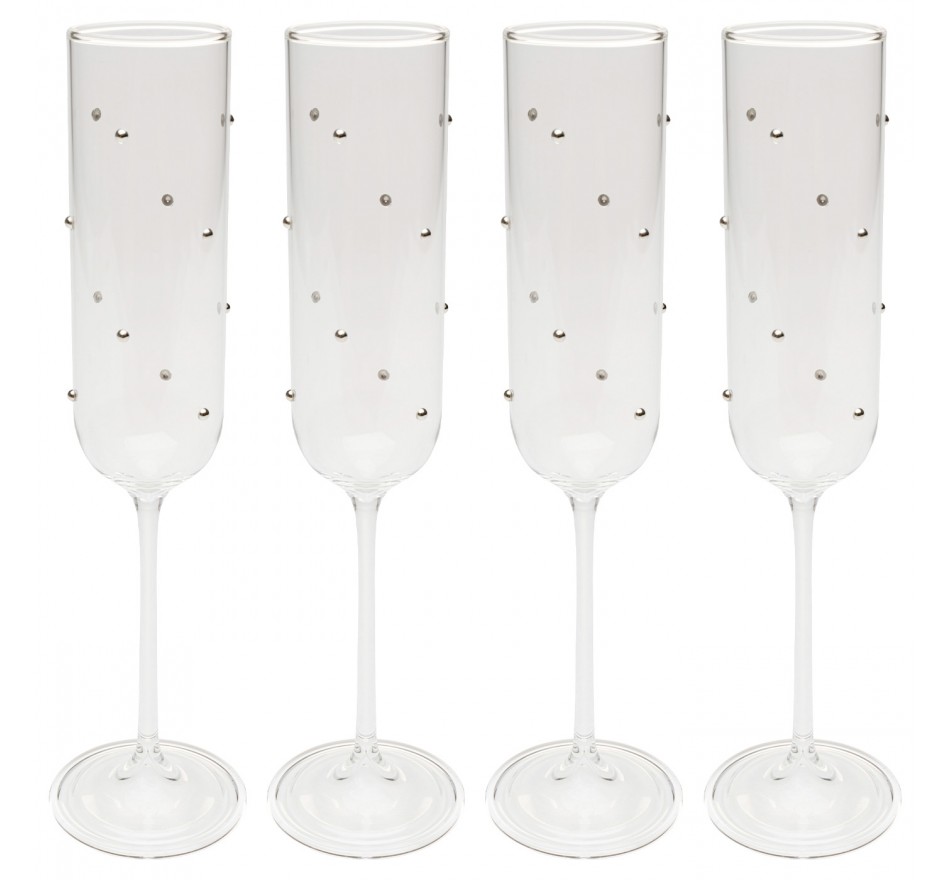 Champagne Glass Glam Dots silver (4/set) Kare Design