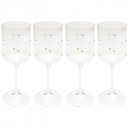 Wijnglazen Glam Dots goud (4/set) Kare Design
